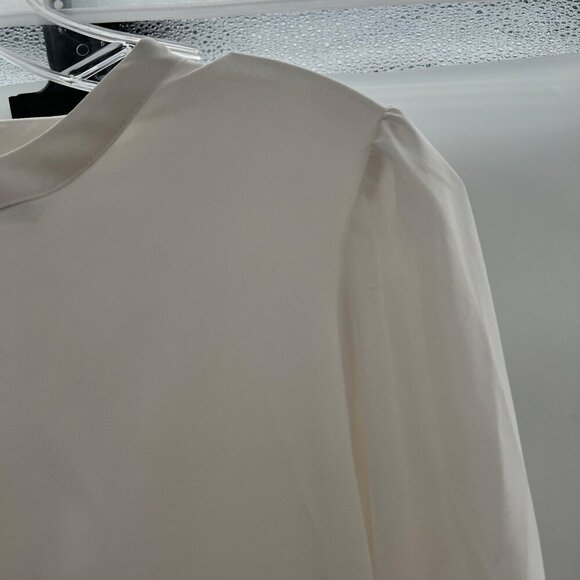 Nine West Women's Sheer Long Sleeve Top Off White Twisted Hem Size Small Keyhole - Picture 4 of 9
